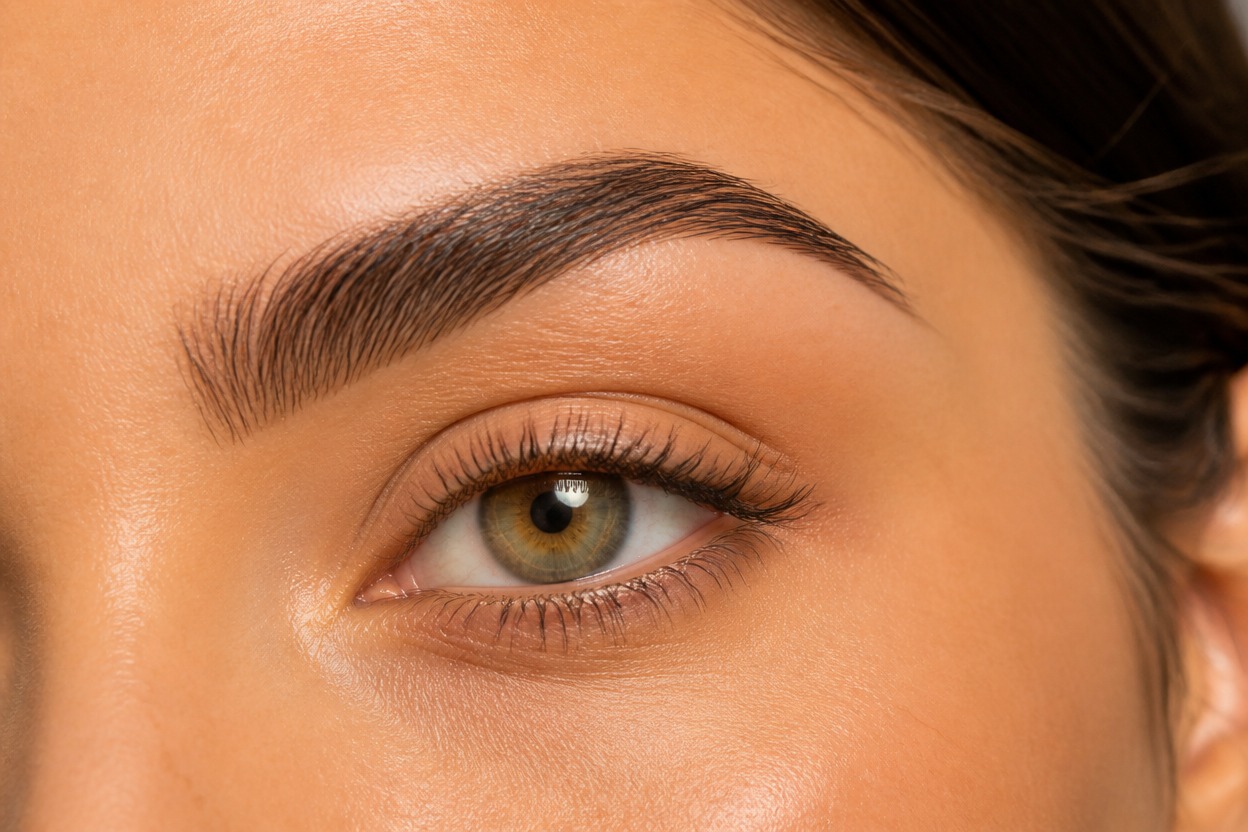 Defined eyebrows with realistic hair texture and clean arches