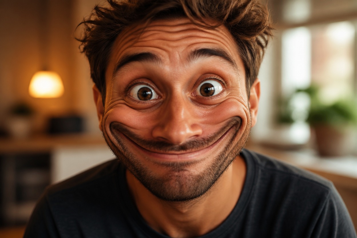 Unified funny face transformation of a portrait and its setting