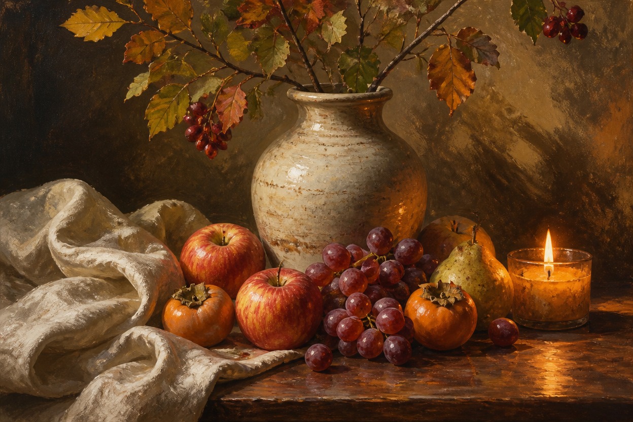 Painterly still life with layered color, expressive detail, and modeled light