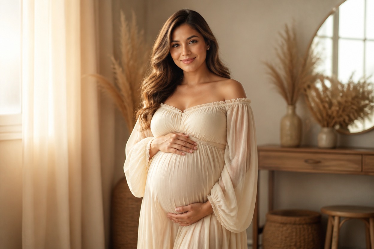 Adult maternity portrait created from a single photo