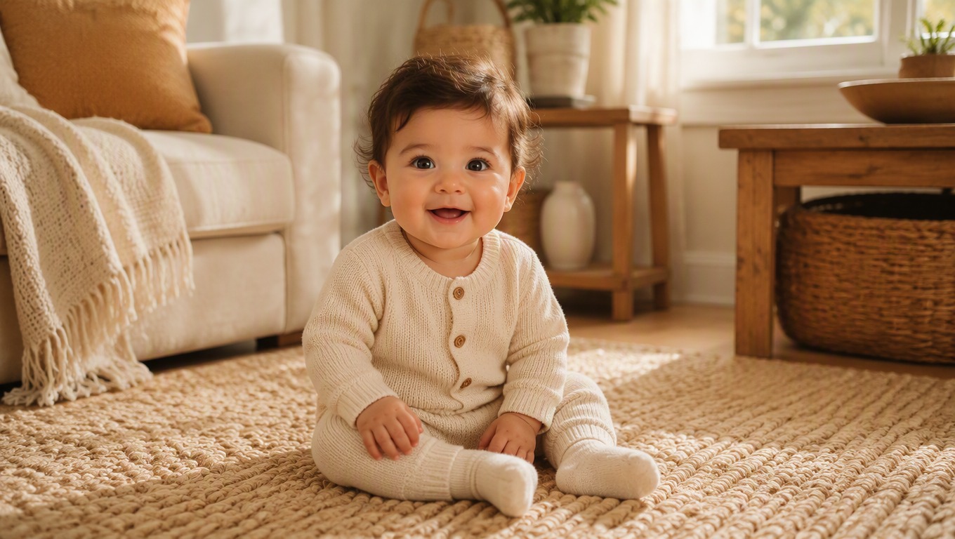 Portrait transformed with the AI Hug baby filter