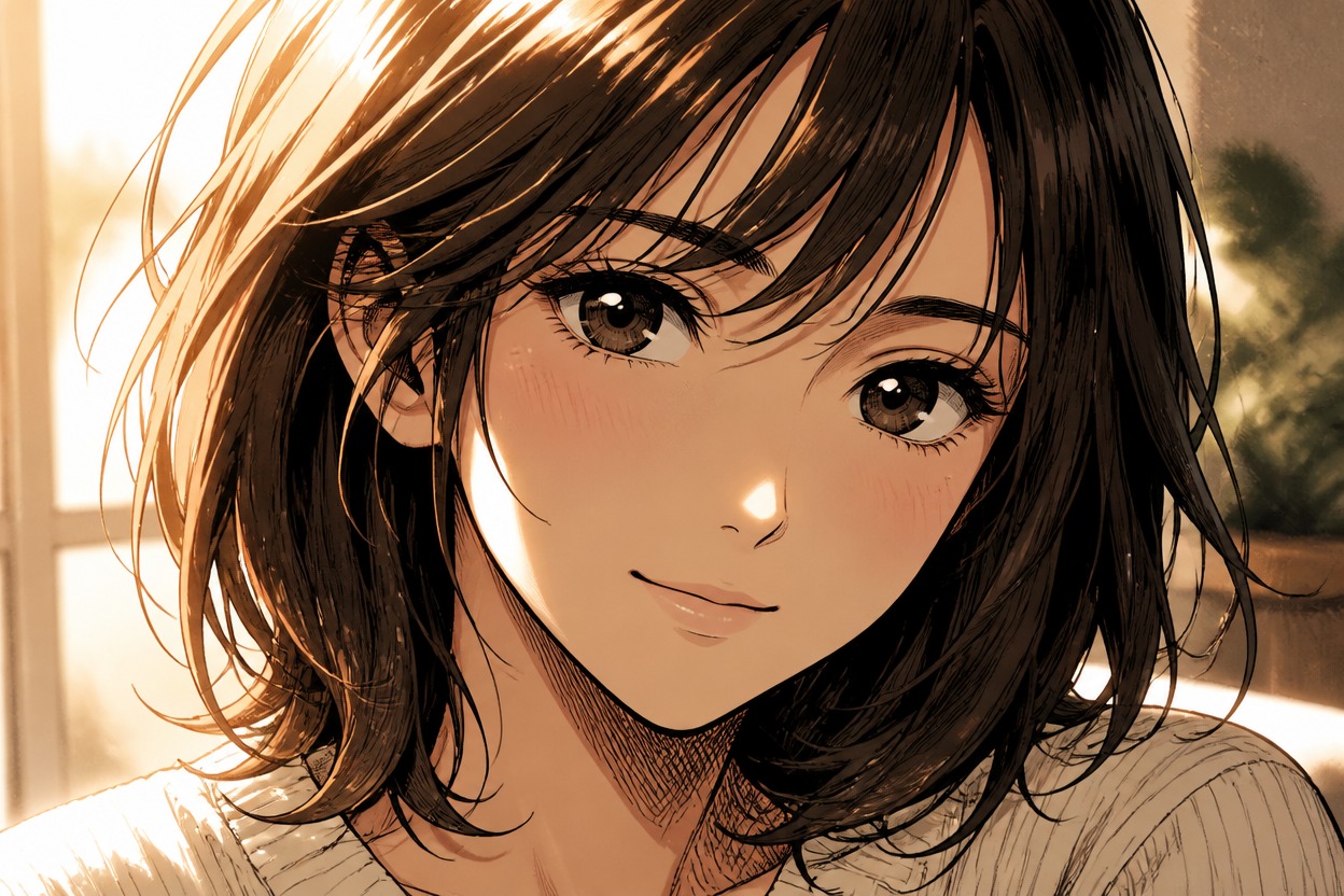 Close manga portrait with expressive ink shading
