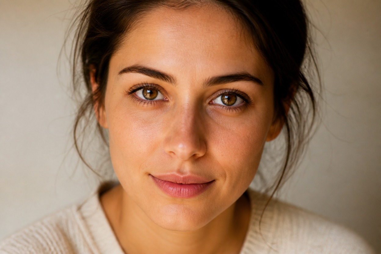 Finished adult portrait with detailed eyes, natural skin, clean hair edges, and a continuous background.
