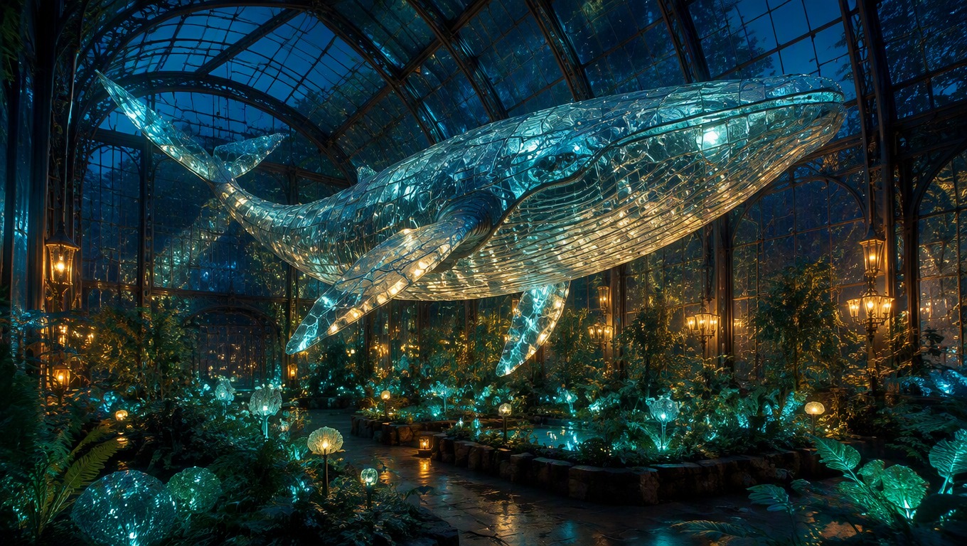 Original surreal glass greenhouse scene created with a GPT Image 2 prompt