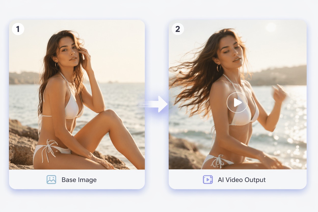 AI 비키니 비디오 생성기 히어로 이미지