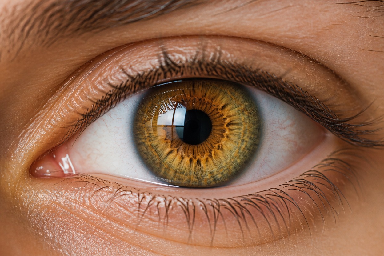 Portrait eyes showing natural tonal rings, highlights, and iris depth