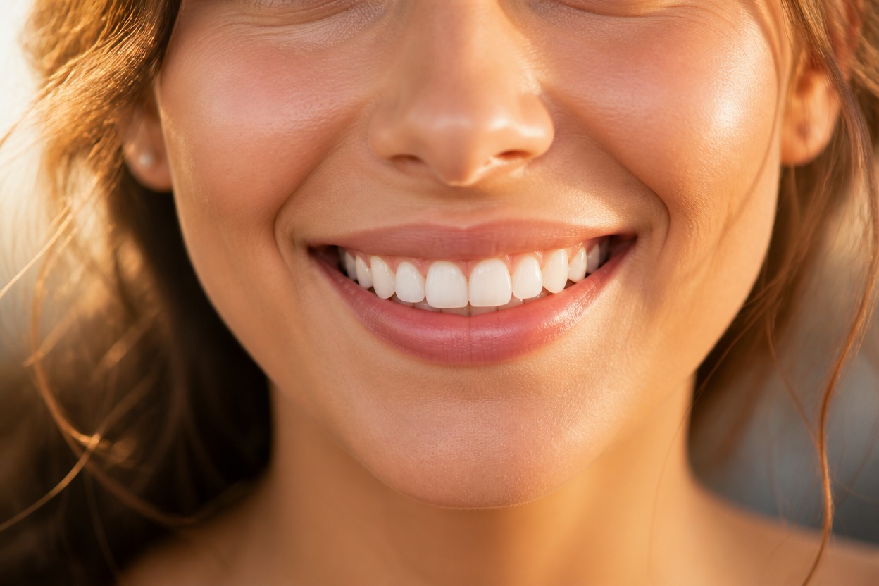 Close-up smile with natural teeth and realistic facial detail