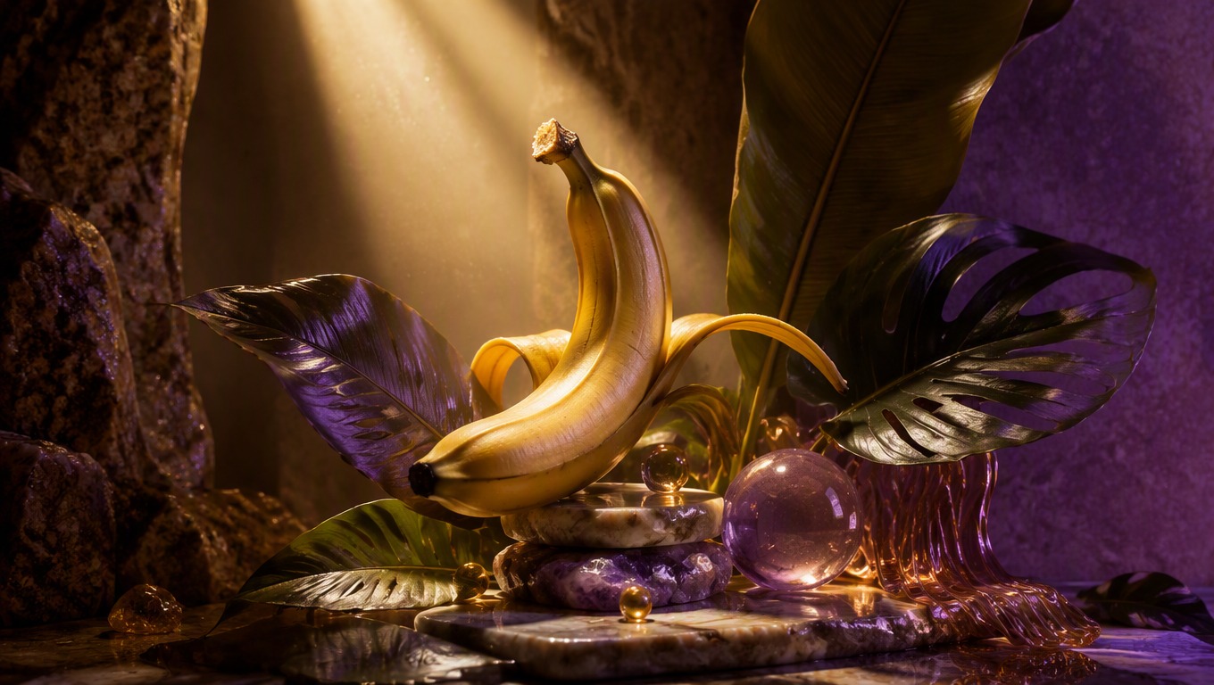 Surreal tropical still life created from a detailed image prompt
