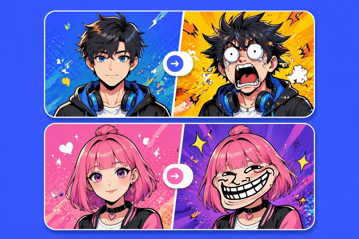 Gerador de Rosto Ahegao com IA - Controle de Expressão de Meme