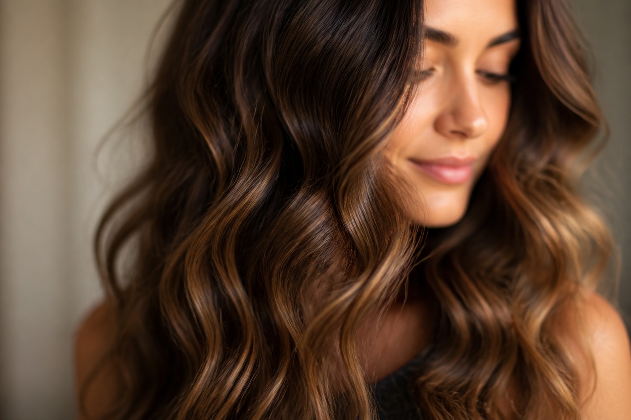 Close-up portrait highlighting dimensional S-waves and natural flyaways